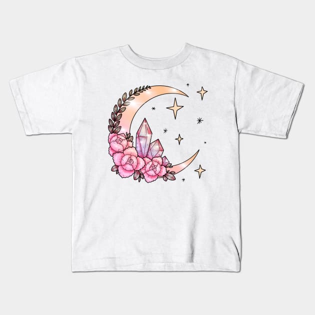 Moon & Crystals Kids T-Shirt by chiaraLBart